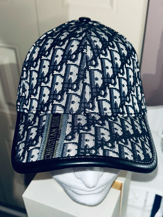 Dior Accessories - Dior Blue and White Oblique Logo Baseball Cap Adjustable (Small-medium)